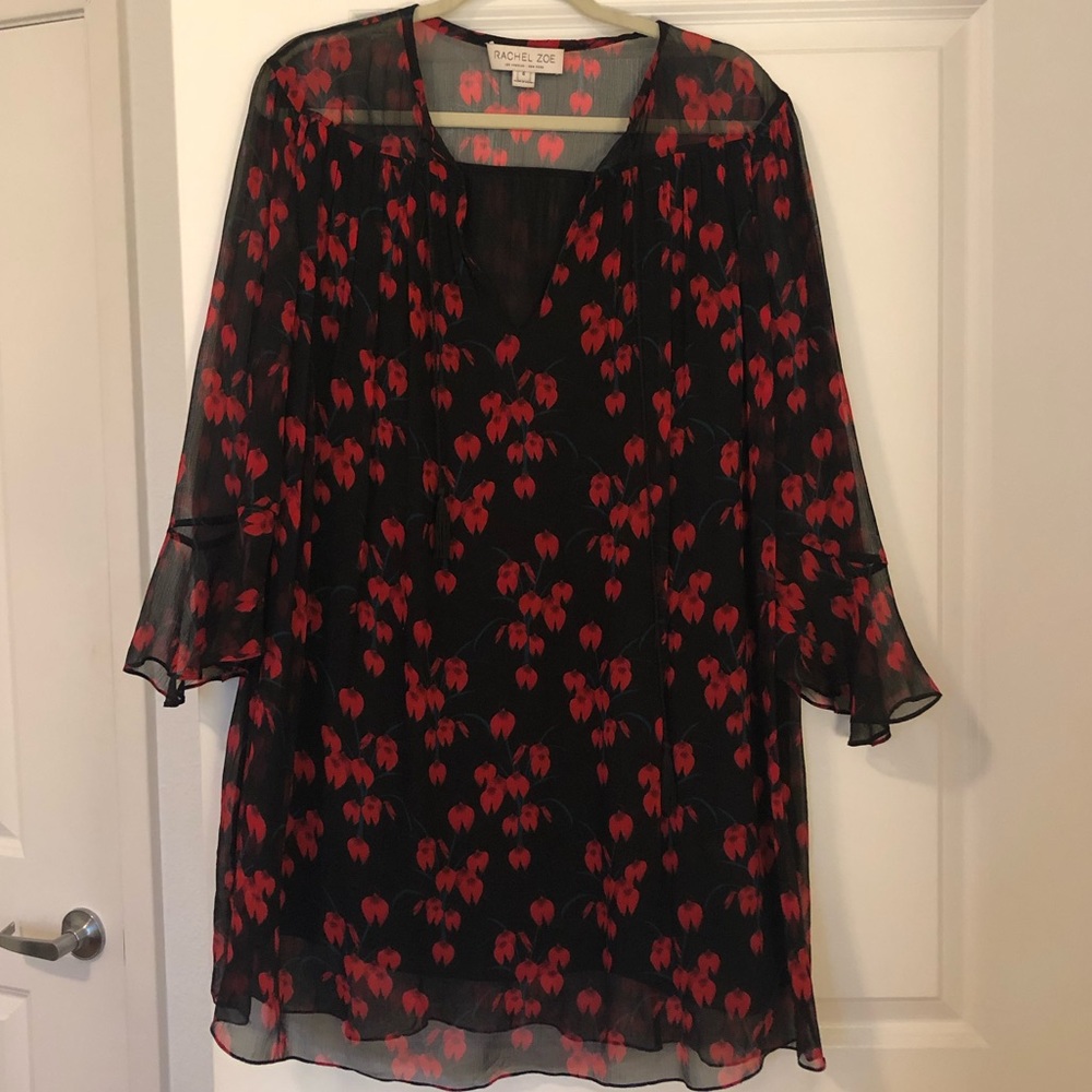 Rachel Zoe bell sleeve silk mini dress